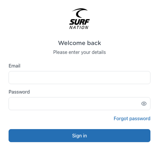 Sign-in screen: email, password and the Sign in button